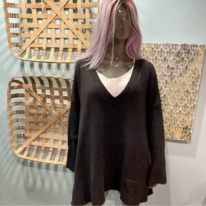 Free People Charcoal V-Neck Sweater